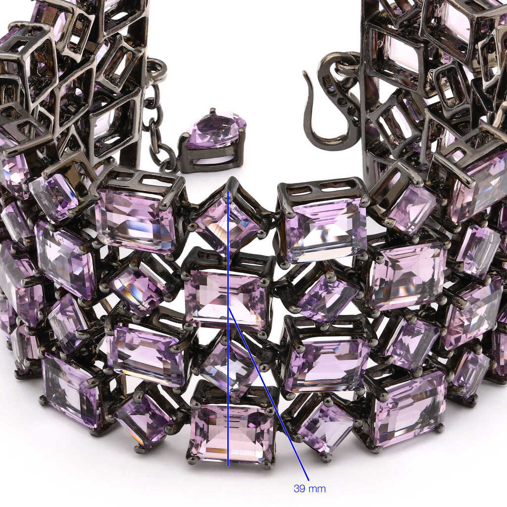 Pulseira Linha Premium em Prata 925 com  Ametistas