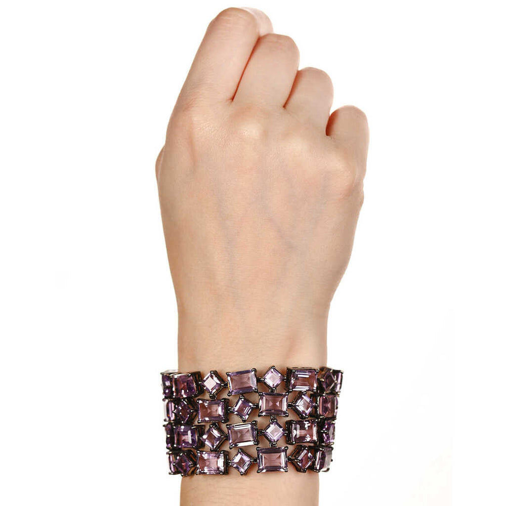 Pulseira Linha Premium em Prata 925 com  Ametistas