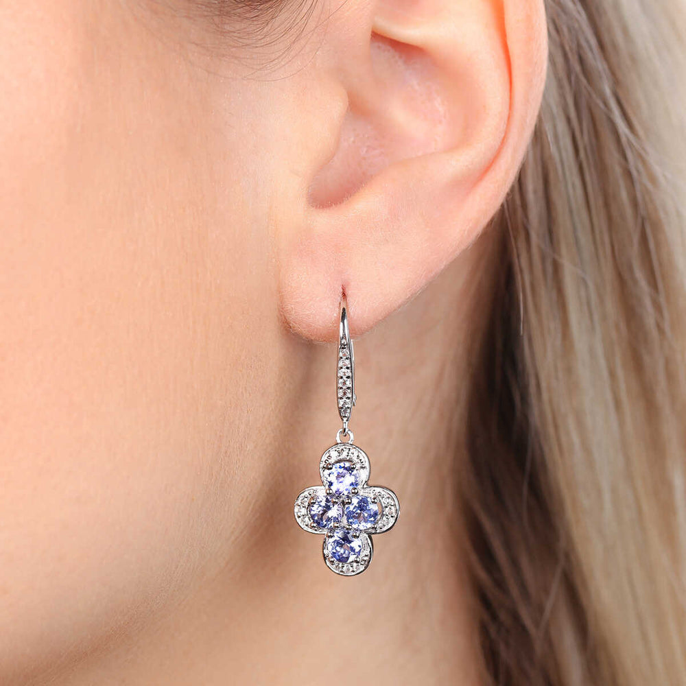 Par de Brinco em Prata 925 com Tanzanitas