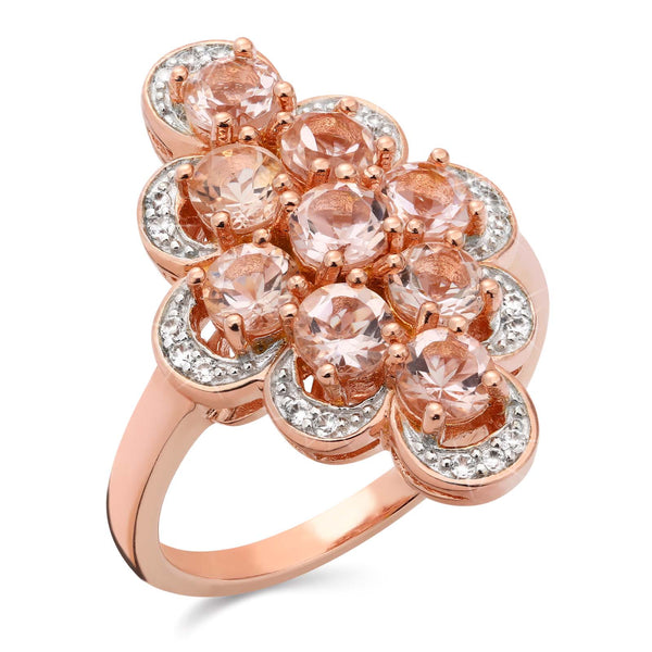 Anel em Prata 925 com Morganitas e Zirconias Brancas