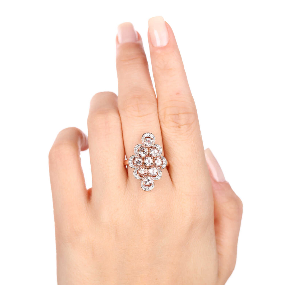Anel em Prata 925 com Morganitas e Zirconias Brancas
