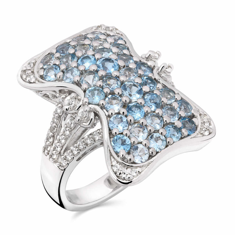 Anel de Prata com Águas-Marinhas Santa Maria Aprox. 1,97 cts