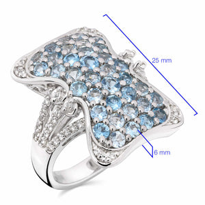 Anel de Prata com Águas-Marinhas Santa Maria Aprox. 1,97 cts