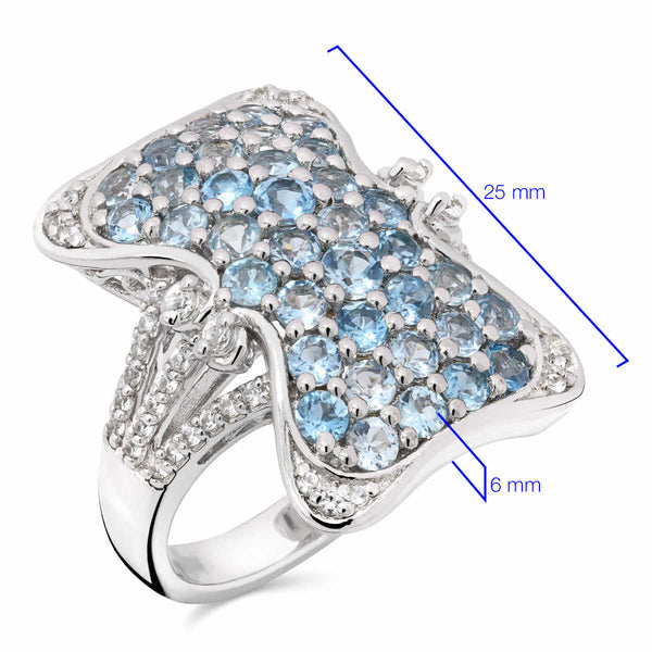 Anel de Prata com Águas-Marinhas Santa Maria Aprox. 1,97 cts