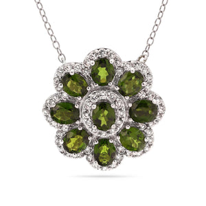 Pingente em Prata 925 com Chromediopside e Zirconias