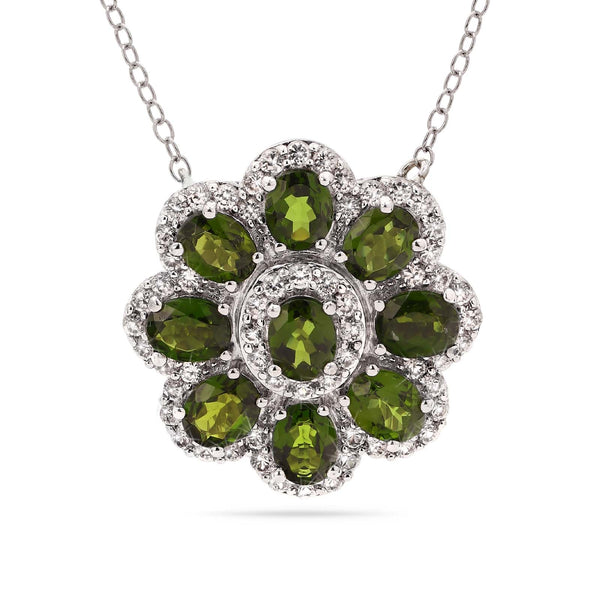 Pingente em Prata 925 com Chromediopside e Zirconias