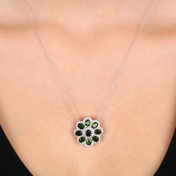 Pingente em Prata 925 com Chromediopside e Zirconias