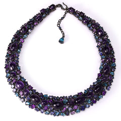 Colar em Prata Luxo Ametistas, Safiras, Topazios London Blue e Tanzanitas