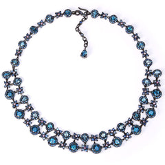 Colar Linha Premium em Prata 925 com Safiras Azuis e Topazios London Blue