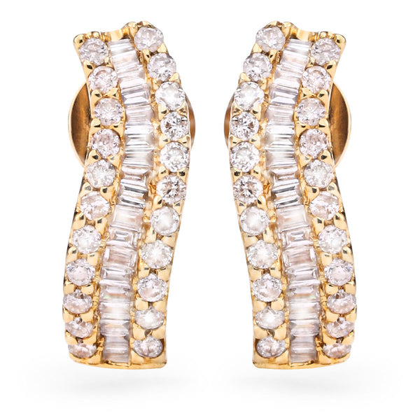 176959-Par de Brinco em Ouro Amarelo Com Diamantes