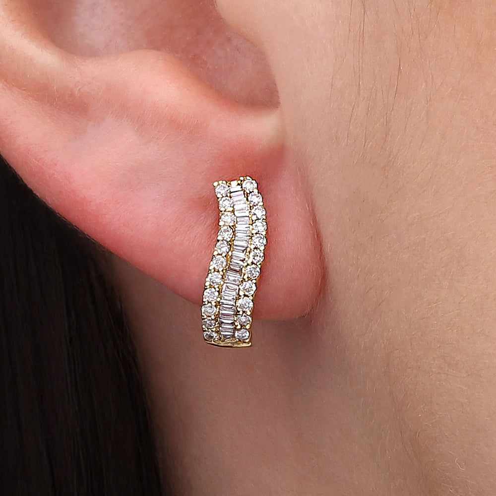 176959-Par de Brinco em Ouro Amarelo Com Diamantes