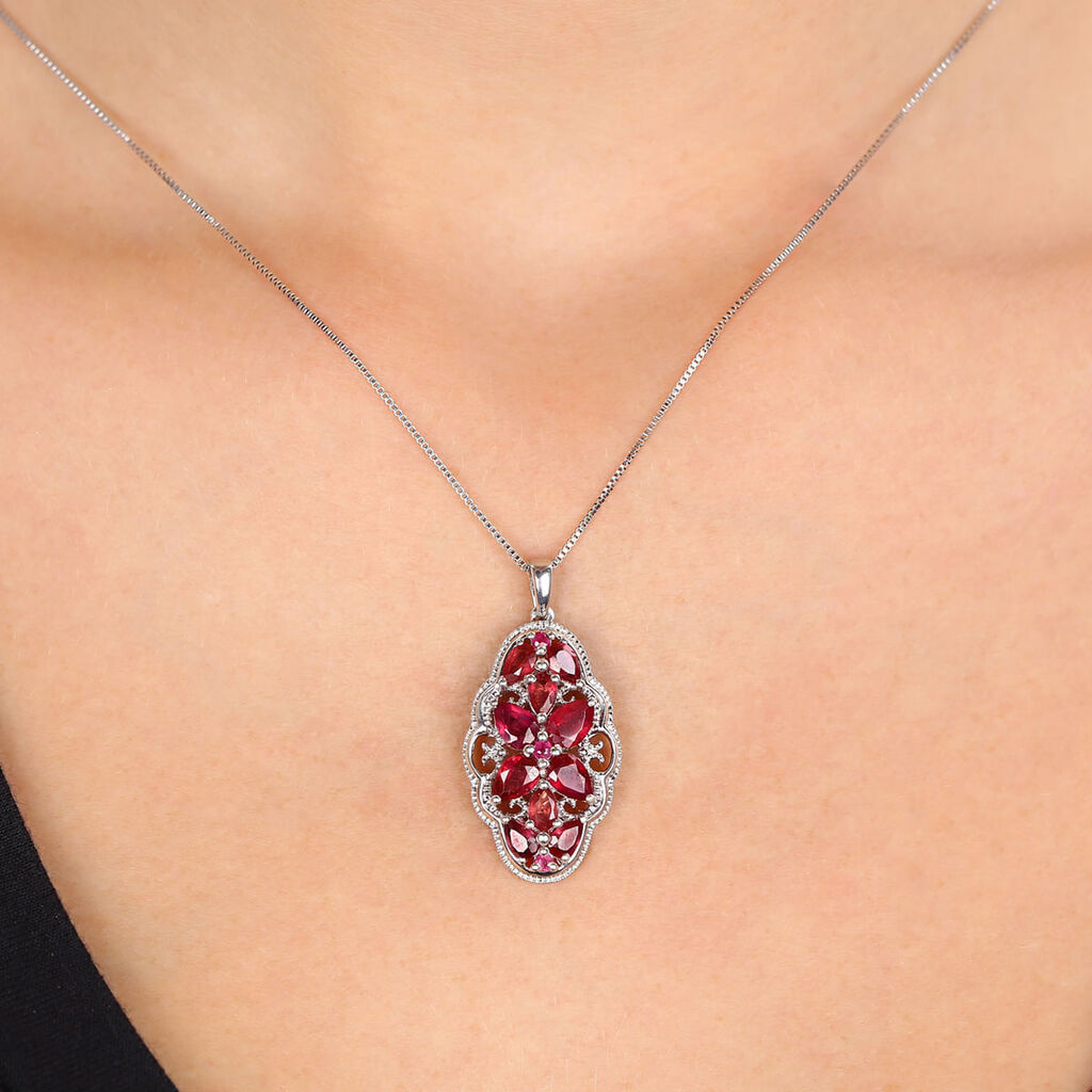 Conjunto em Prata Floral com Rubis