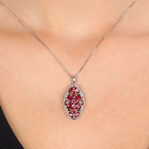 Conjunto em Prata Floral com Rubis