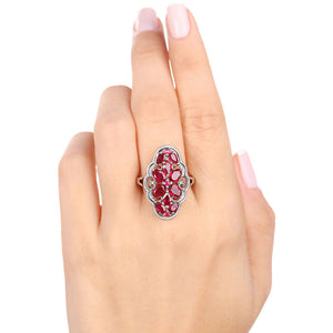 Conjunto em Prata Floral com Rubis