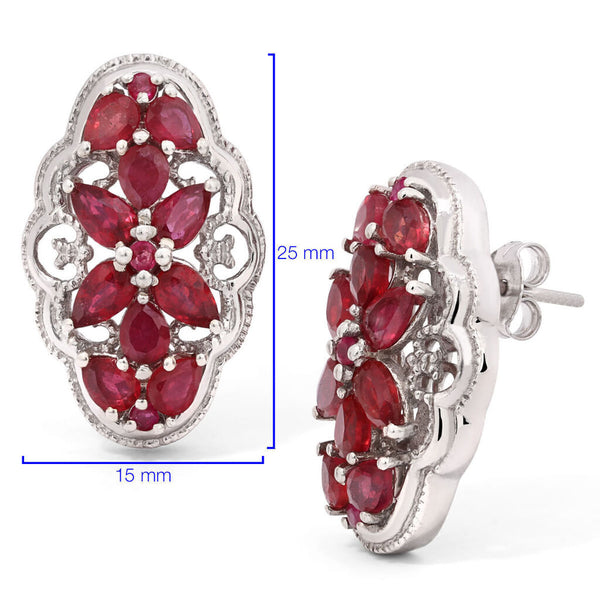 Conjunto em Prata Floral com Rubis