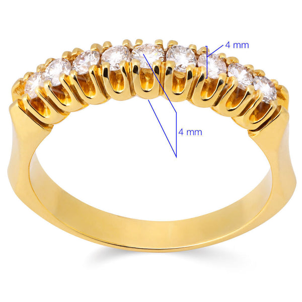Meia Aliança em Ouro Amarelo 18 k com 9 Diamantes