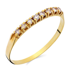 Meia Aliança com 8 Diamantes Aprox. 12 Pts Ouro Amarelo