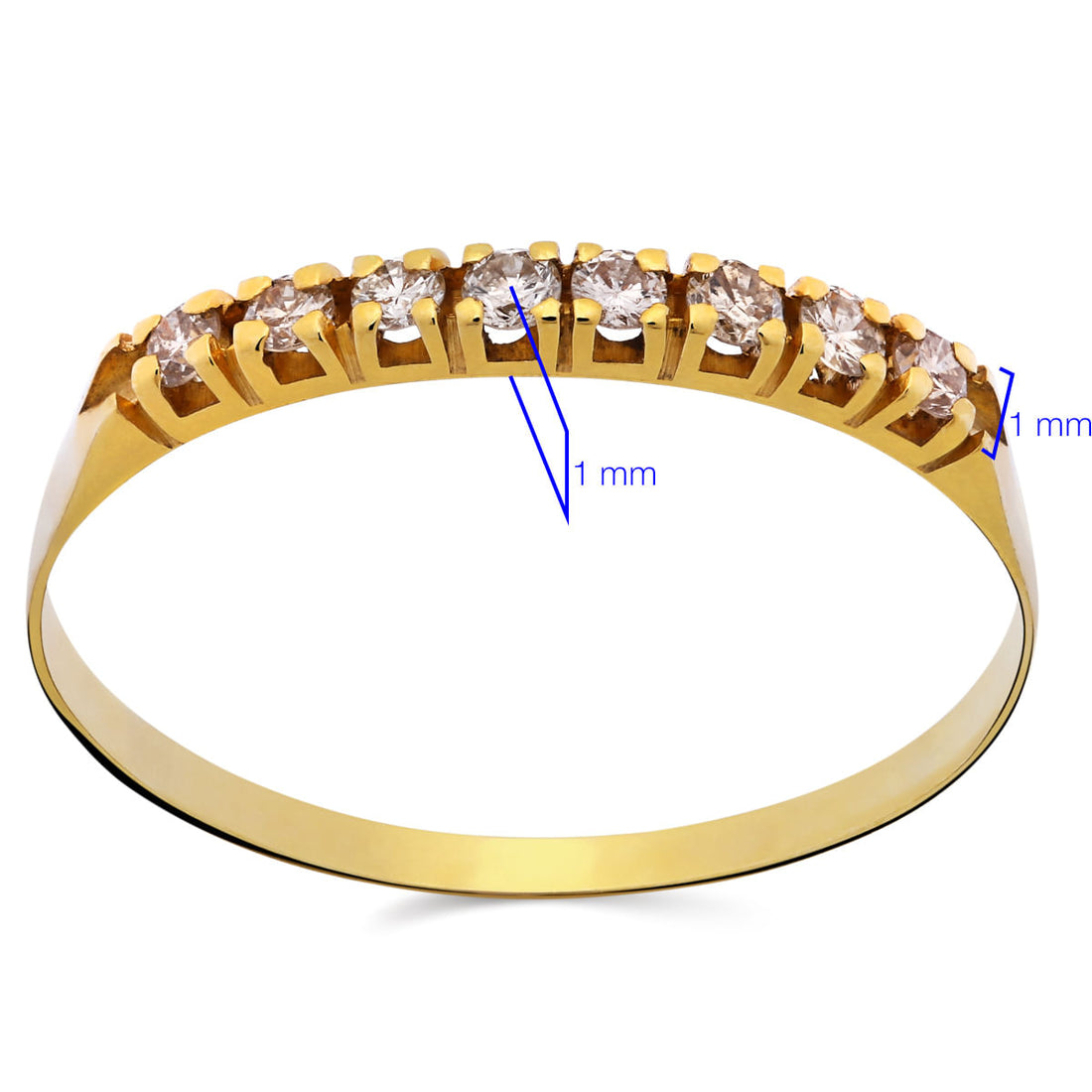 Meia Aliança com 8 Diamantes Aprox. 12 Pts Ouro Amarelo