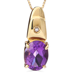 178747 - Pingente em Ouro Amarelo 18 k com Ametista e Diamante