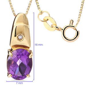 178747 - Pingente em Ouro Amarelo 18 k com Ametista e Diamante