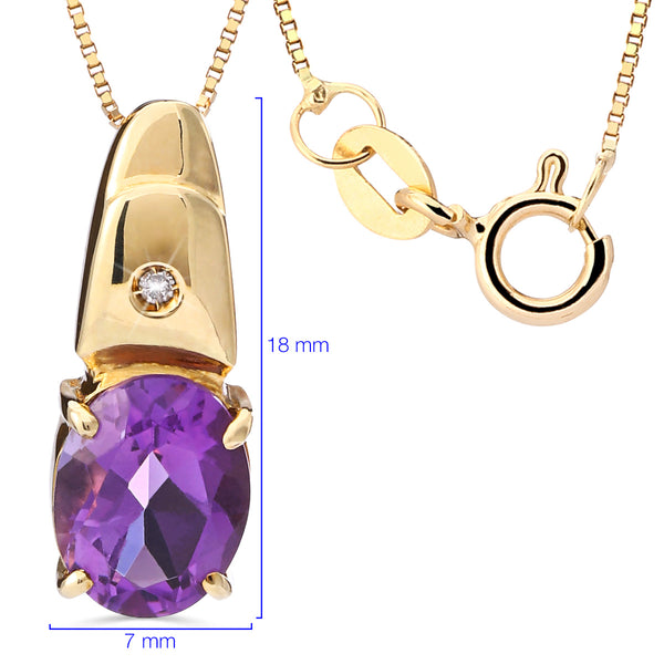178747 - Pingente em Ouro Amarelo 18 k com Ametista e Diamante