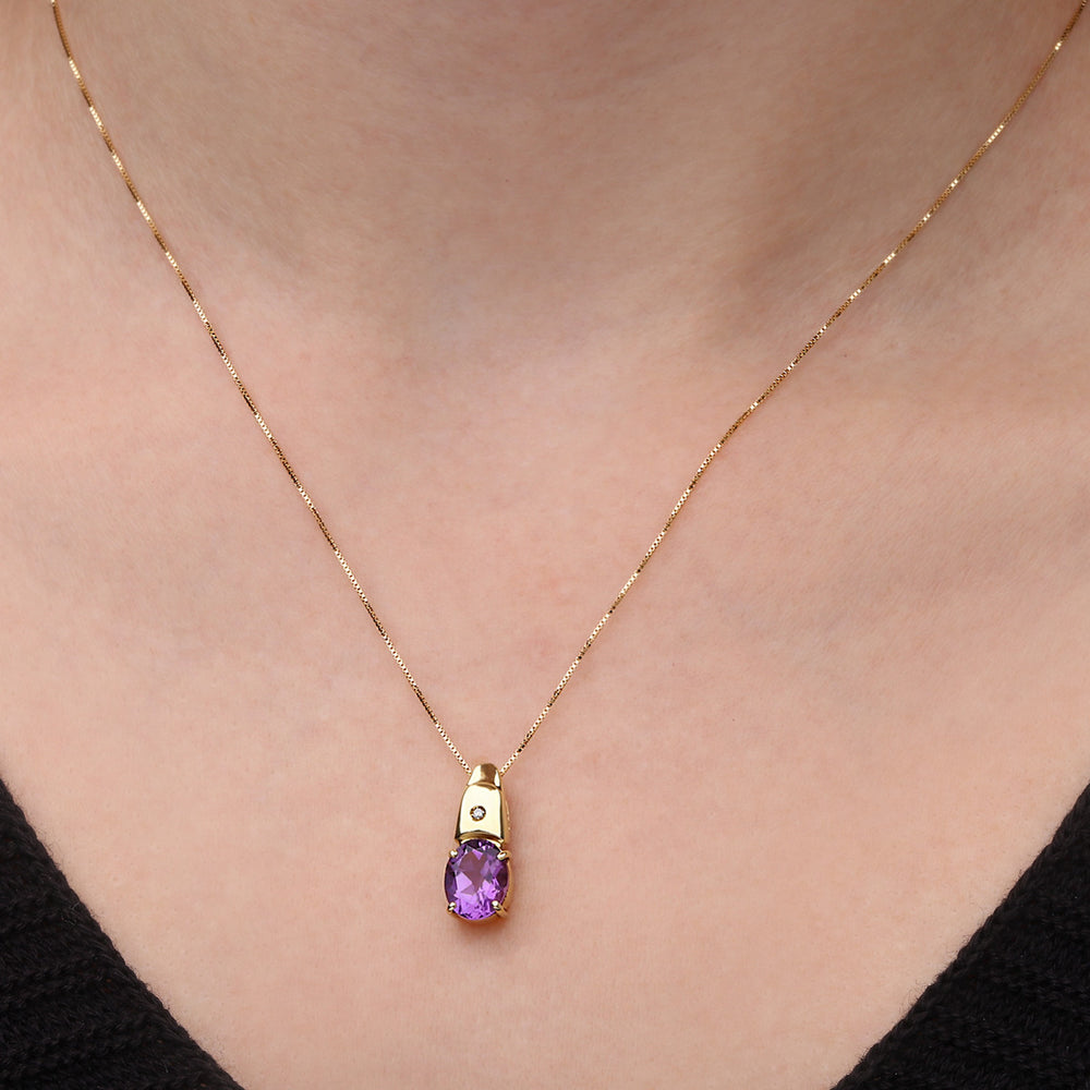 178747 - Pingente em Ouro Amarelo 18 k com Ametista e Diamante