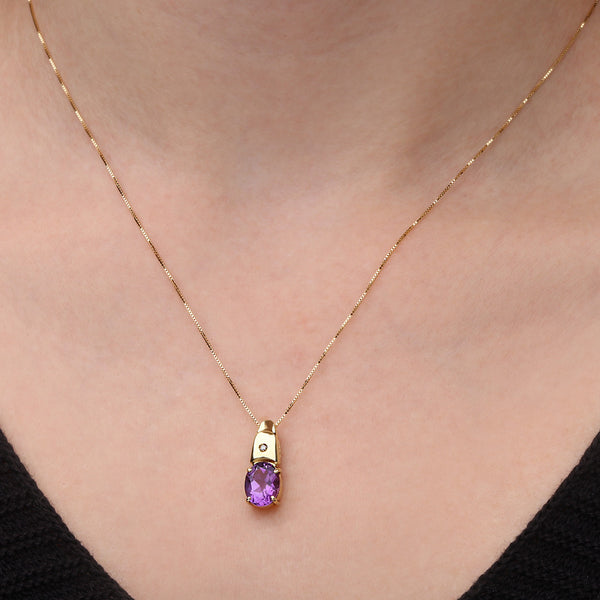 178747 - Pingente em Ouro Amarelo 18 k com Ametista e Diamante