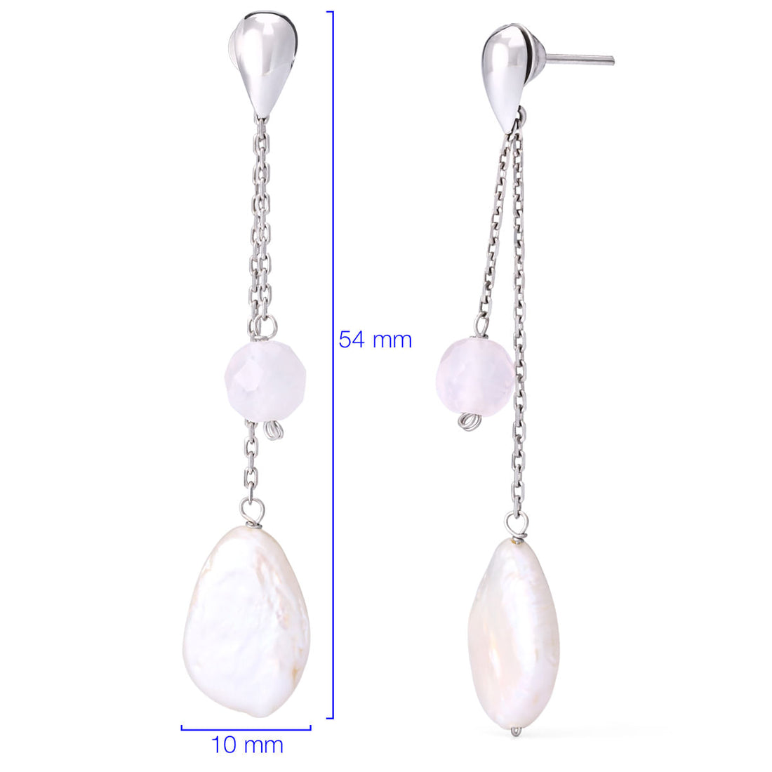 Par de Brinco em Ouro Branco 18k com Madre Pérola e Cristal Briolet