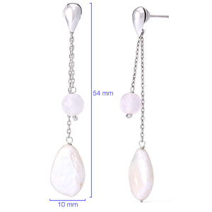 Par de Brinco em Ouro Branco 18k com Madre Pérola e Cristal Briolet