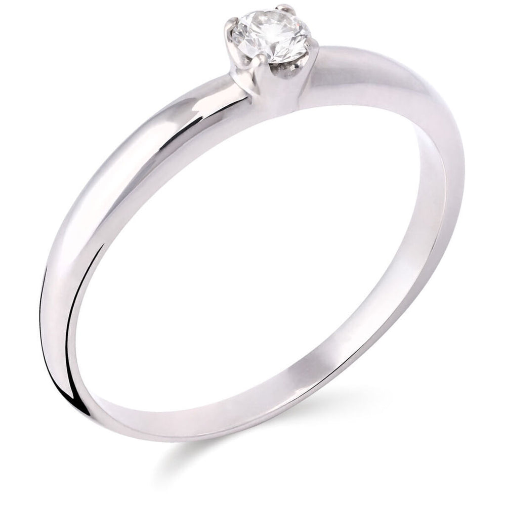 Anel em Ouro Branco 18k com Diamante