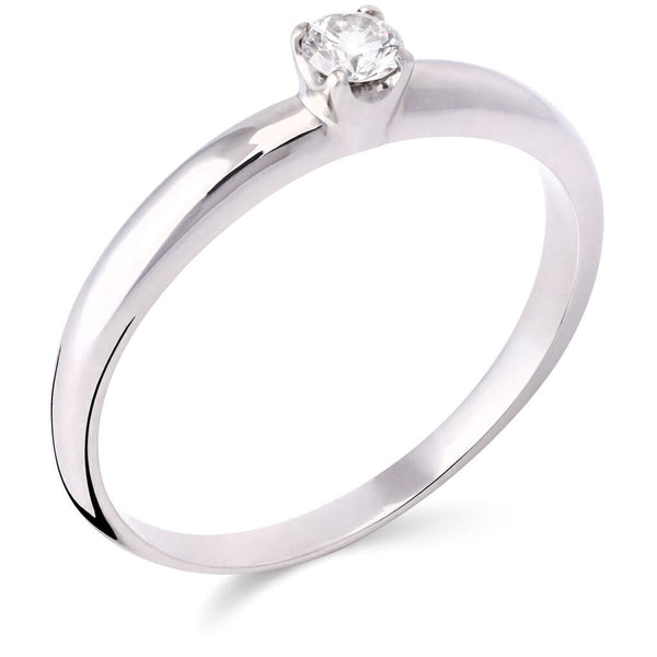 Anel em Ouro Branco 18k com Diamante