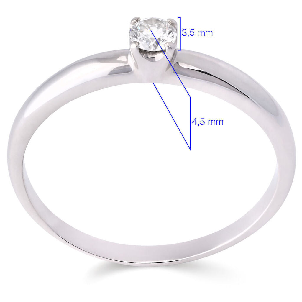 Anel em Ouro Branco 18k com Diamante