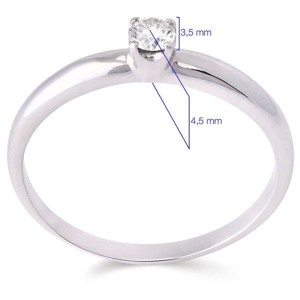 Anel em Ouro Branco 18k com Diamante