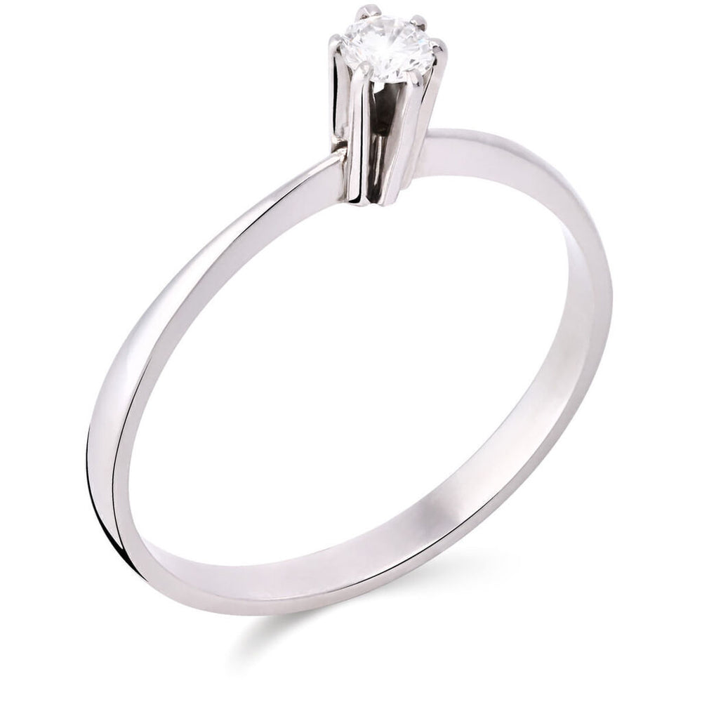 Anel em Ouro Branco 18k com Diamante