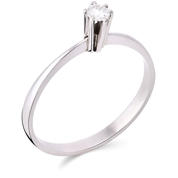 Anel em Ouro Branco 18k com Diamante