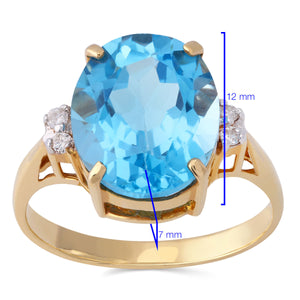 179603-Anel em Ouro Amarelo de Topázio Azul Oval e Diamantes