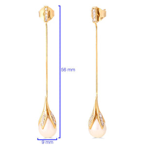 Pingente e Par de Brincos em Ouro Amarelo 18k com Perolas e Diamantes
