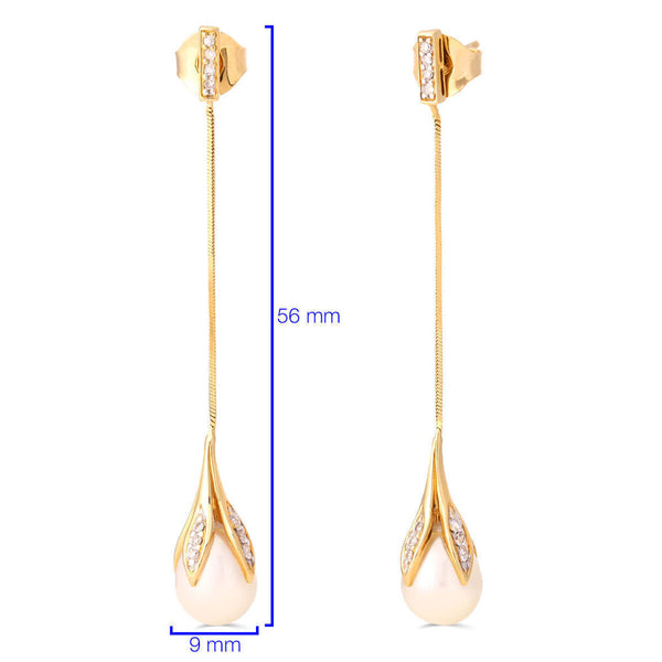 Pingente e Par de Brincos em Ouro Amarelo 18k com Perolas e Diamantes