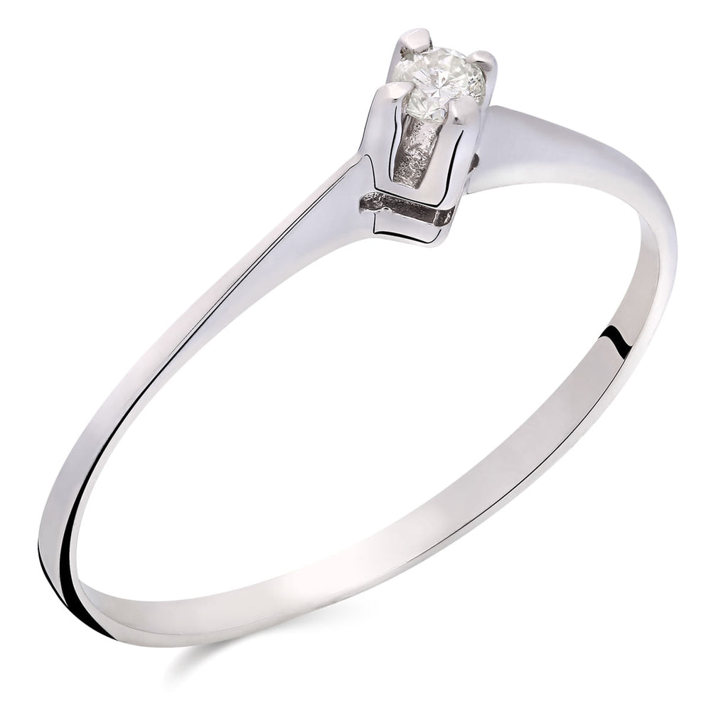 Anel Solitário Com Diamante Ouro Branco