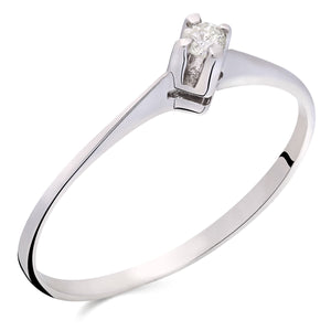 Anel Solitário Com Diamante Ouro Branco