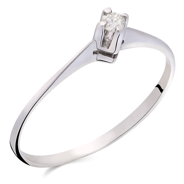 Anel Solitário Com Diamante Ouro Branco