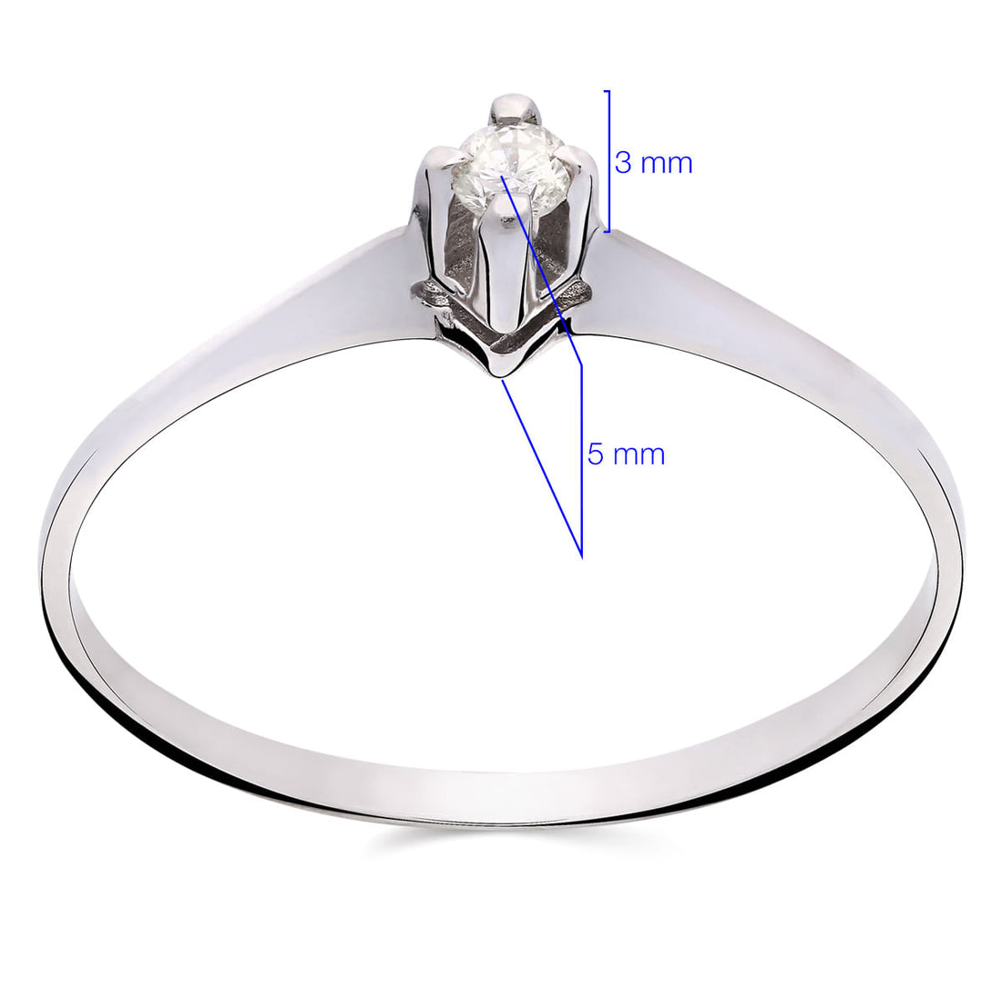 Anel Solitário Com Diamante Ouro Branco