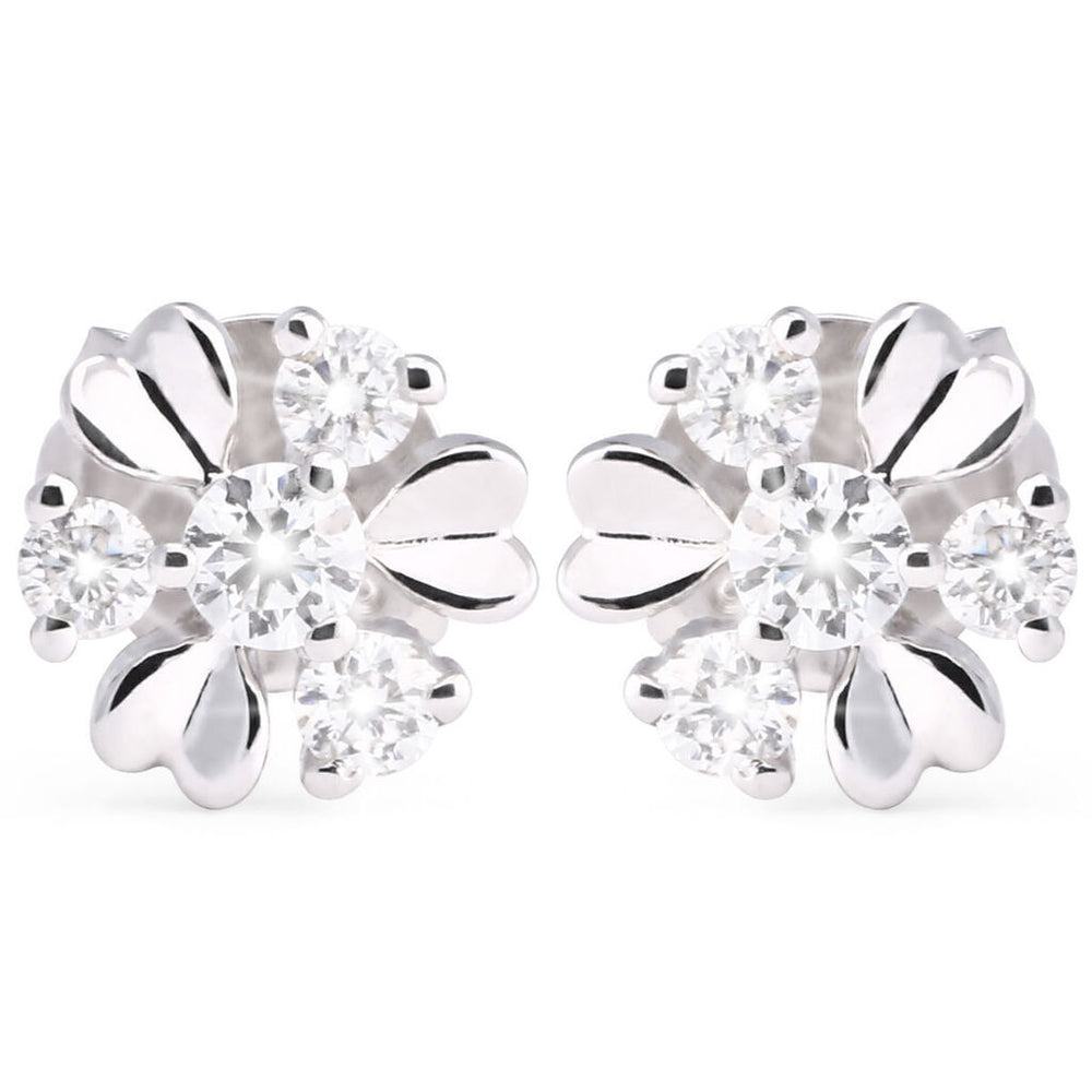 Par de Brinco  em Ouro Florzinha com Diamantes