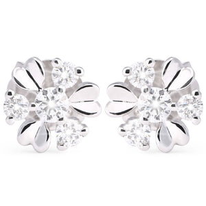 Par de Brinco  em Ouro Florzinha com Diamantes