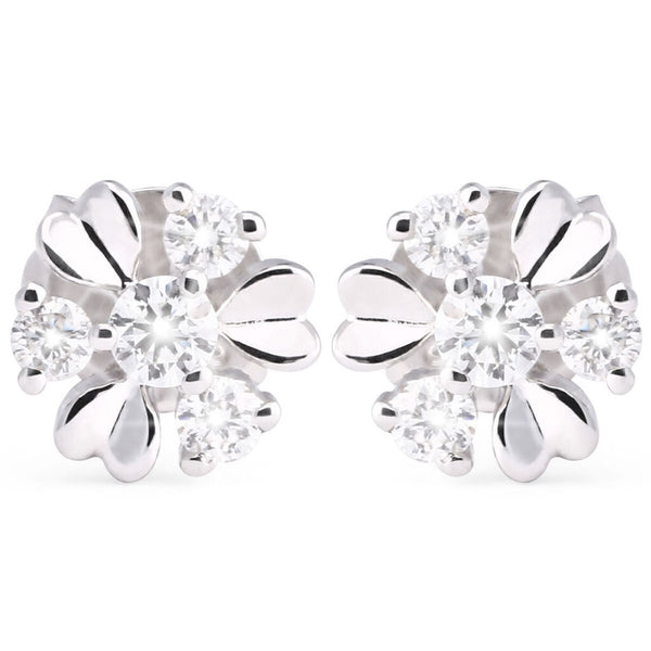 Par de Brinco  em Ouro Florzinha com Diamantes