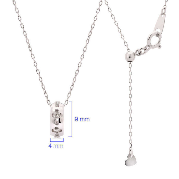 Pingente Em Ouro Branco 18k Circulo com Cruz e Diamantes