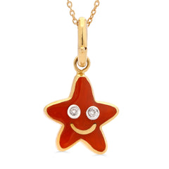Pingente Estrela em Ouro Amarelo 18k com Mina e Diamantes