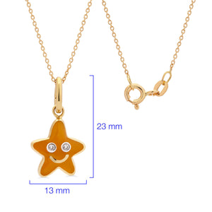 Pingente Estrela em Ouro Amarelo 18k com Mina e Diamantes
