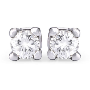 Par de Brinco em Ouro Branco 18k Solitário com Diamantes