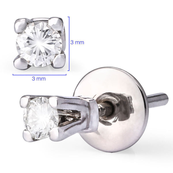 Par de Brinco em Ouro Branco 18k Solitário com Diamantes